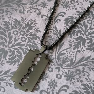 Hot Topic Black Razor Blade Pendant Necklace Jewelry